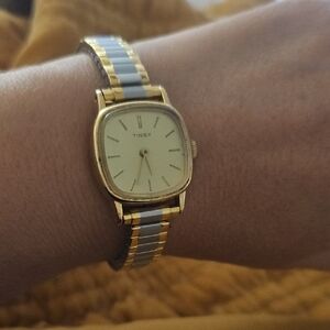 Vintage Timex Women's Gold and Silver Watch